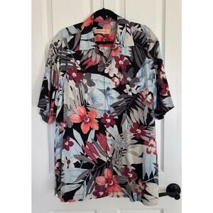 Tommy Bahama Mens Medium 100% Silk Button Down Short Sleeve Shirt Tropical